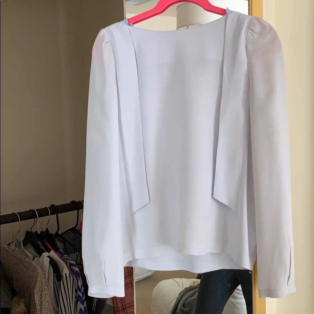 Sheer blue cap sleeve blouse